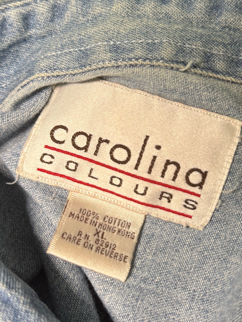🌈🦁 Vintage Carolina Colours Noah’s Ark Embroidered Denim Shirt XL - Picture 7 of 12